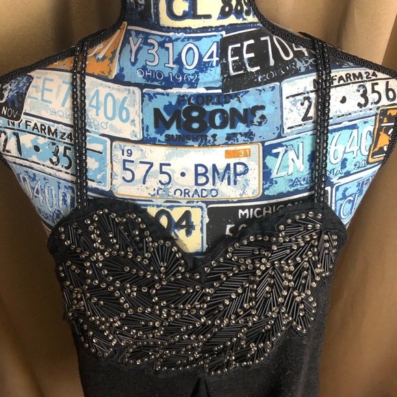 Free People Knit Noodle Strap Tank Top with Leaf Details - Picture 5 of 11